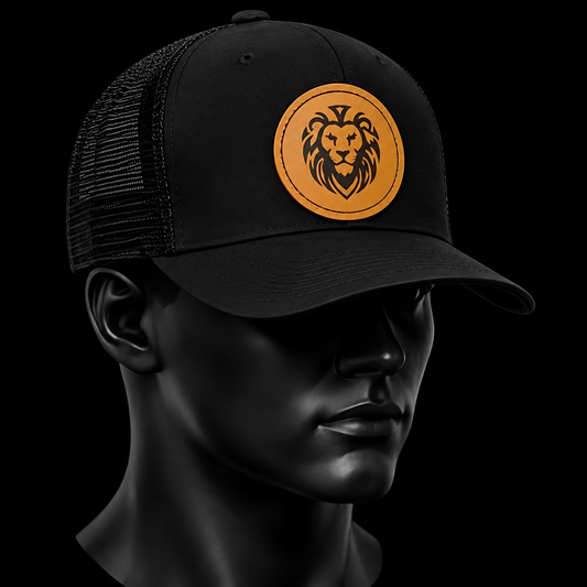 HERITAGE LION™ Leather-Patch Cap — Black / Gold