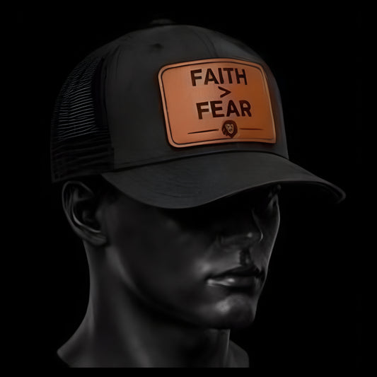 FAITH > FEAR™ Heritage Leather-Patch Cap